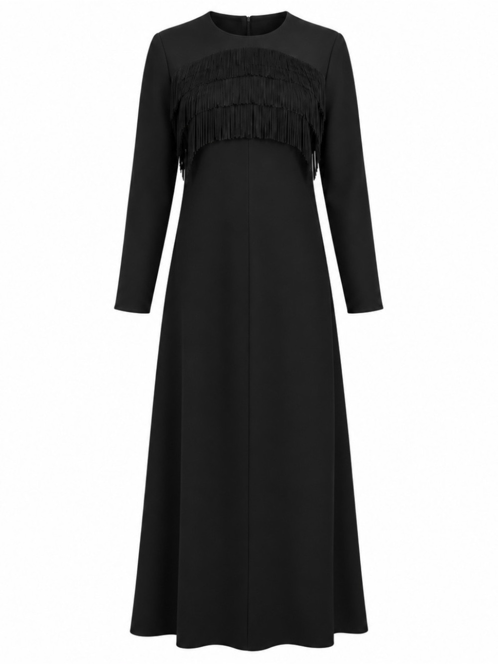 Vintage 70s The Boulevard Shop Black Fringe Maxi Dress Boho Witchy  Glam Small